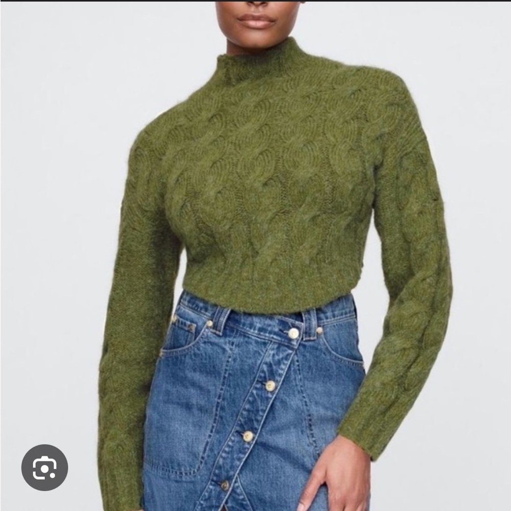 Cult Gaia x Gap Green Cropped Cable Knit Sweater